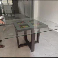 میز و صندلی با صفحه شیشه‌ای 10میل150*150
