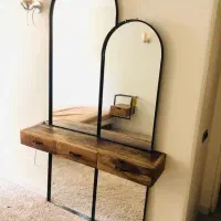 آینه کنسول روستیک چوبی|بوفه، ویترین، کنسول|مشکیندشت, |دیوار