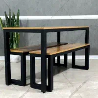 میز و نیمکت ست 110 ناهارخوری شیک  چوبی و فلزی