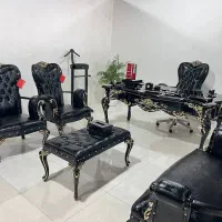 مبلمان اداری کلاسیک استیل میزچوبی ساینا مبل مارشال