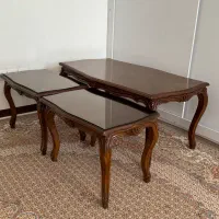 میز و عسلی چوب همراه با شیشه