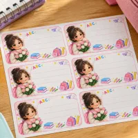 برچسب کتاب مدرسه با عکس کارتونی فرزند شما