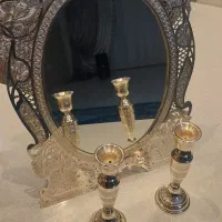آینه شمعدان نقره قلم تبریز عیار ۸۴