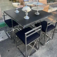 میز غذا خوری نهار خوری مربع فلزی ۴ چهار نفره کمجا|میز و صندلی غذاخوری|آفتاب, |دیوار