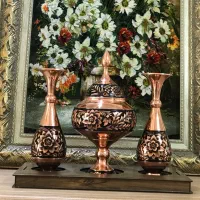 ست گلدان و شکلات خوری گل و مرغ اقاجانی