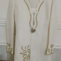 کت شلوار عقدی سفید طلایی