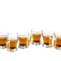 ست سینی و فنجان ریجنت رنگ طلایی نگین دار