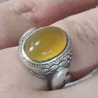 انگشتر نقره عقیقه زرد