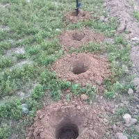 حفرگود برای  درختان وسیم کشی دورباغ با دستگاه.