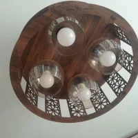 لوستر چوبی ۴ شاخه|لوستر و چراغ آویز|فردیس, شهرک ۱۱۰|دیوار