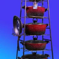 استند قابلمه ۵طبقه وجای ماهیتابه مناسب برای جهیزیه|آب‌چکان و نظم‌دهنده ظروف|تهران, شهرک بعثت|دیوار