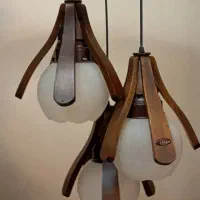 لوستر ۳ شعله چوبی