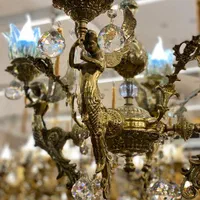 لوستر ۴شاخه ملائکه دو طوقه تمام برنز