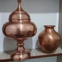 شکلات خوری و گلدان مسی