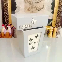 ست سطل و جا دستمال چوب خاص طوسی سفیدبرند سون اسکای