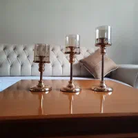 شمعدانی سه تیکه خارجی طلایی نو