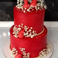 کیک تولد خامه ای و فوندانت فینگر فود دسر ژله