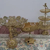 برنزه میوه خوری بزرگ آجیل خوری شیرینی خوری سه طبقه