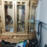 گنجه بوفه دو تیکه چوب خالص چهار در منبت کاری شده