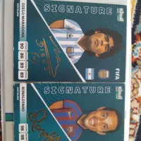 دو کارت امضا مارادونا و رونالدینیو