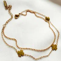 پابند استیل دو ردیفه شبدر طلایی