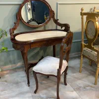 میزآرایش با صندلی چوب راش و رنگ چوبی