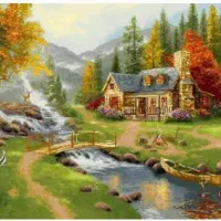 دارقالی چله کشی شده نخ و نقشه منظره آماده بافت