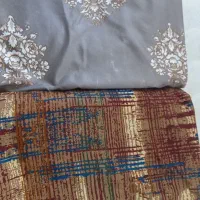 پارچه گلدار ۳ متر و قهوه ای ۲ متر و نیم