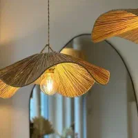 لوستر سبک بوهو با نخ رافیا و مکرومه|لوستر و چراغ آویز|کرج, باغستان|دیوار