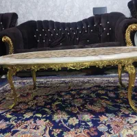 میز جلو مبلی برنجی سنگین قدیمی بادوتامیزعسلی برنجی