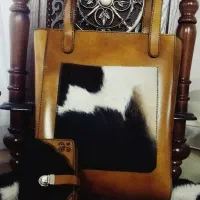 ست کیف و کیف پول چرم طبیعی