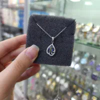 پلاک زنجیر نگین تانزانیت نقره اصل|بدلیجات|کرمانشاه, |دیوار