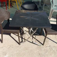 میز و صندلی پلاستیکی فایبرگلس طرح حصیری کد 375