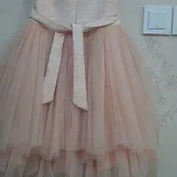 لباس مجلسی دخترانه گلبه ای تمیز در حد نو