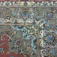 جفت قالی ۶ متری دستبافت کرک ابریشم بوم مسی کاشان|فرش|کاشان, الغدیر|دیوار