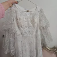 لباس مجلسی نقره ای سفید شاین پولک 44 46 48|لباس|قرچک, مهدیه|دیوار