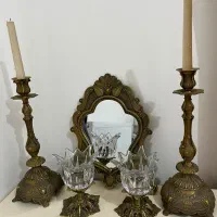 ست اصل و کامل آینه و شمعدان برنجی