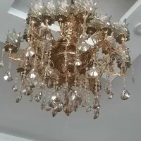 لوستر تمام برنجی و دیوار کوب درجه یک سالم ۲۱ شعله|لوستر و چراغ آویز|رودهن, |دیوار