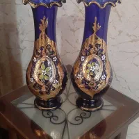 گلدان شیشه ای جفت عتیقه