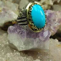 انگشتر فیروزه عجمی درشت رکاب نقره کد ۱۰۰۵|جواهرات|اصفهان, شیخ اشراق|دیوار