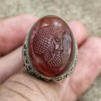 انگشتر نقره عقیق حکاکی رضا قنبری