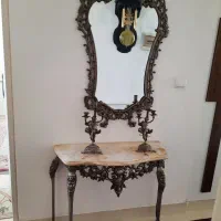 آینه، کنسول،شمعدان برنز کلکسیونی،میز آذر برنز اصیل