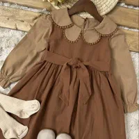 پیراهن بچگانه یقه افتابگردون لینن