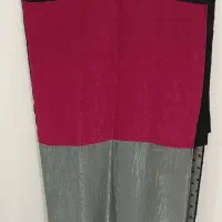 شال حریرمشکی دو متری قسمت پایینی شال دو رنگه
