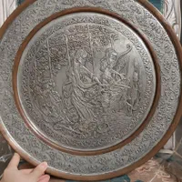 سینی مسی قلم زنی قدیمی|کلکسیون اشیاء عتیقه|اصفهان, خواجو|دیوار