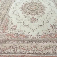 فرش کرمی برجسته ماشینی ۷۰۰ شانه یک جفت