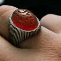 انگشتر عقیق سرخ خطی قدیمی