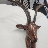 مجسمه چوبی با شاخ طبیعی|مجسمه، تندیس، ماکت|تهران, بازار|دیوار