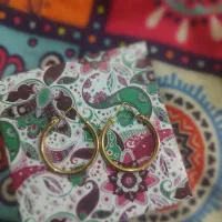 یه جفت گوشواره حلقه ای وحلقه دو رنگ