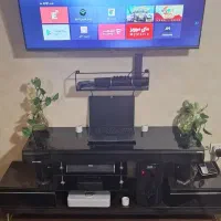 میز تلویزیون چوب و شیشه